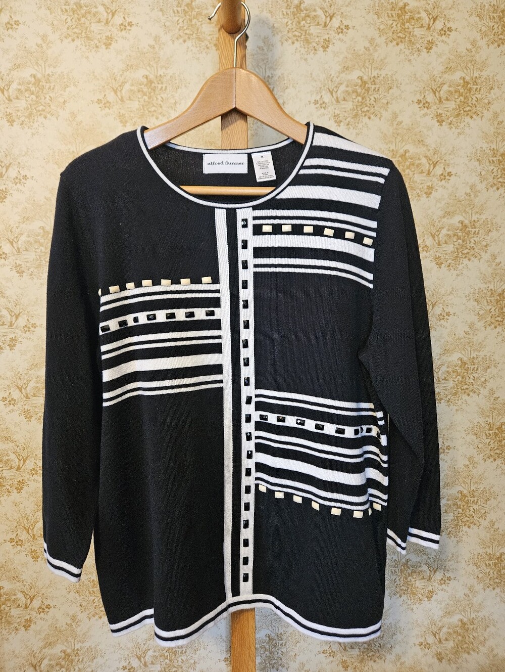 Vintage Alfred Dunner Geometric Embellished Knit Sweater
